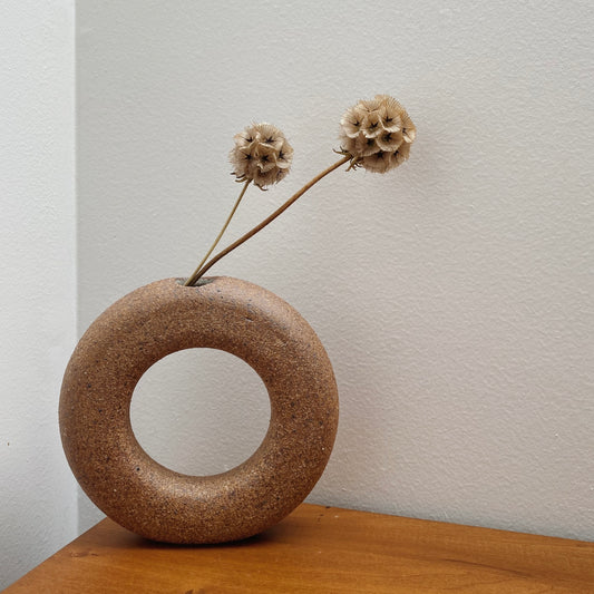 Small Torus Vase, Unglazed with Top Hole